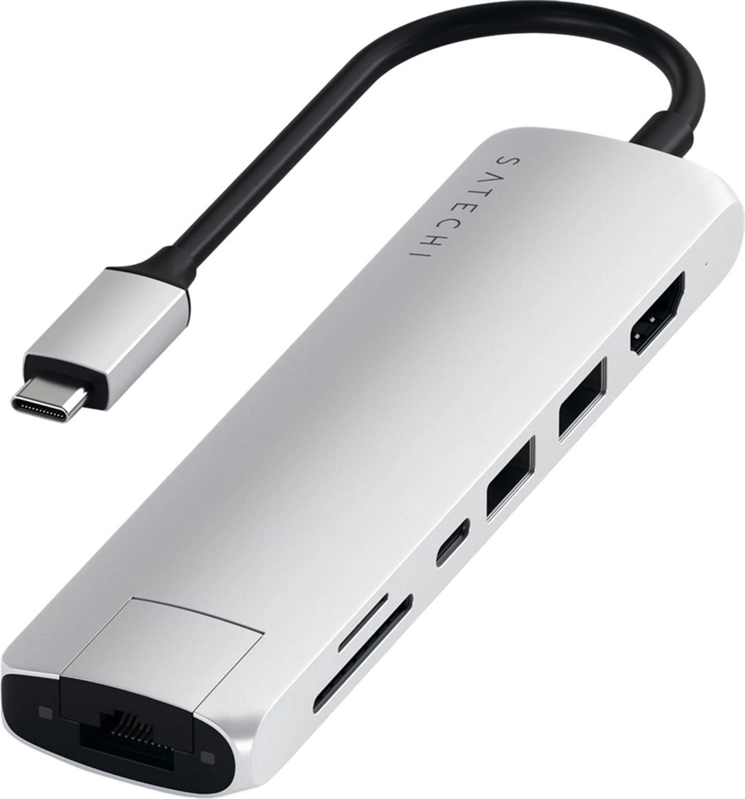 Адаптер Satechi Aluminum Type-C Slim Multi-Port with Ethernet Adapter Silver